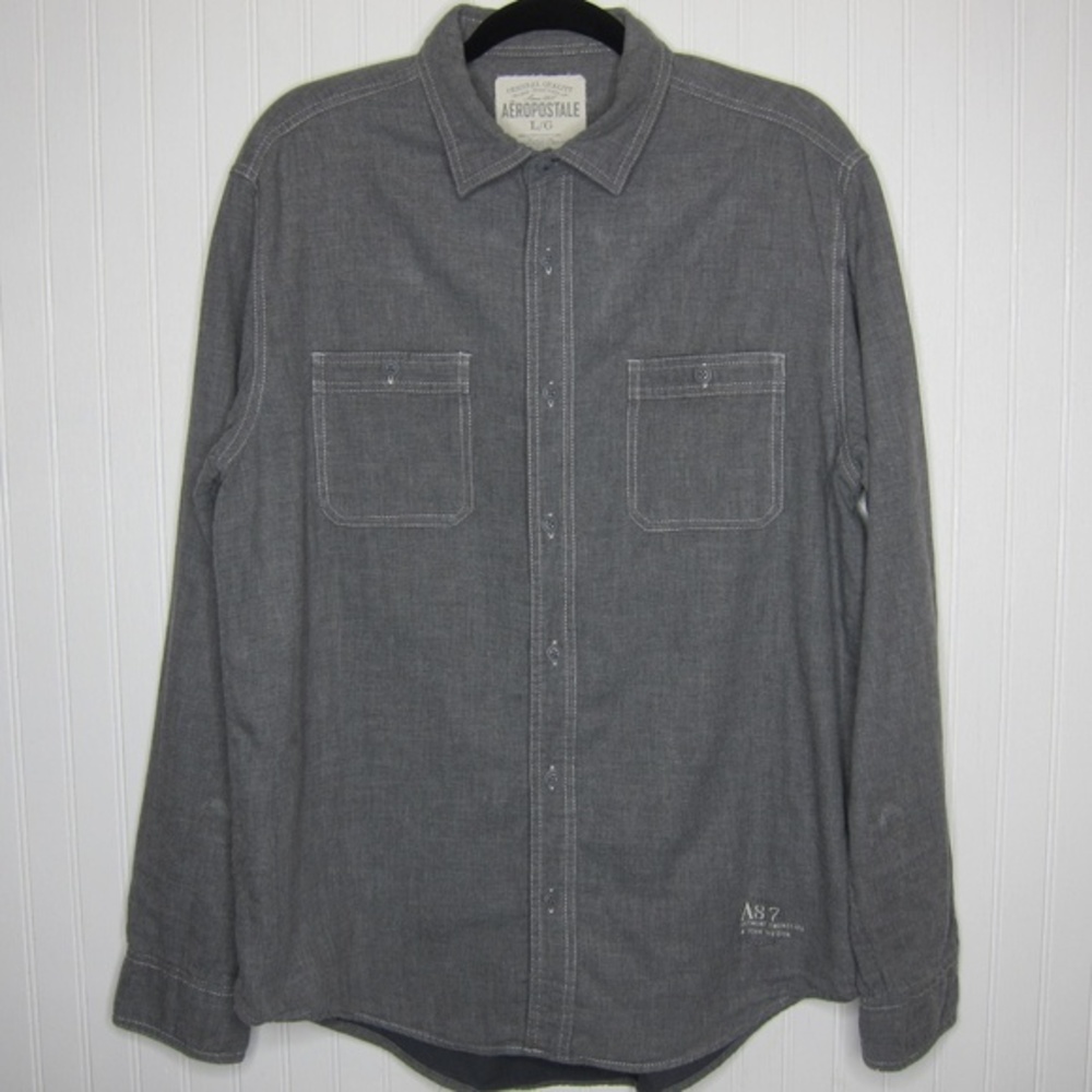 Aeropostale Gray Long Sleeve Shirt Size L